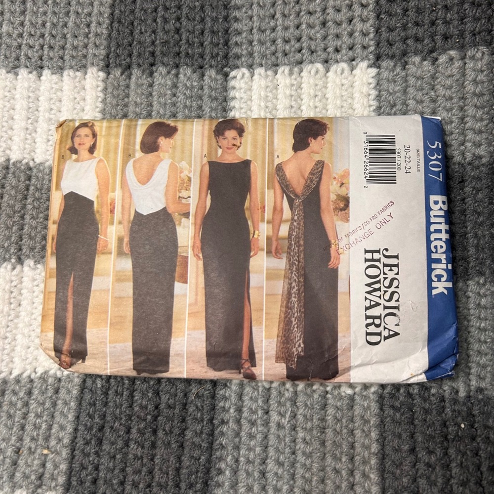 Butterick 5307 Sewing Pattern Gown 20-22-24 Multi Jessica Howard 90s Formal Prom